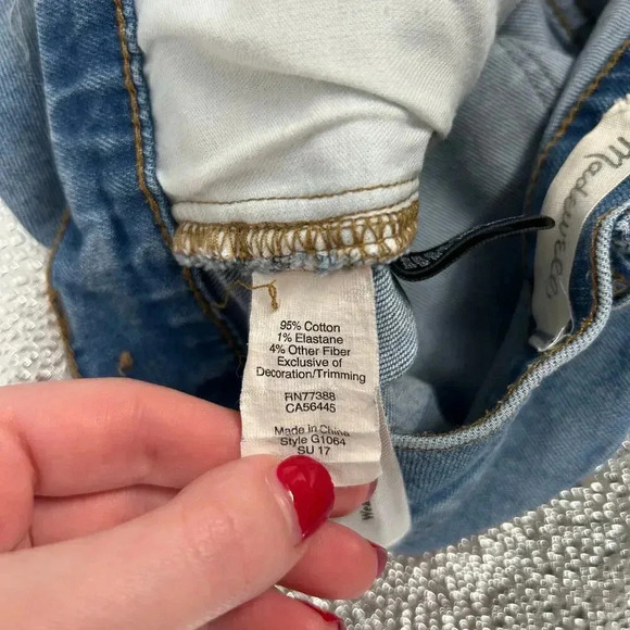 Madewell High Rise Denim Shorts Medium Wash Blue Cotton Raw Hem Cut Off Size 27 - Picture 7 of 7